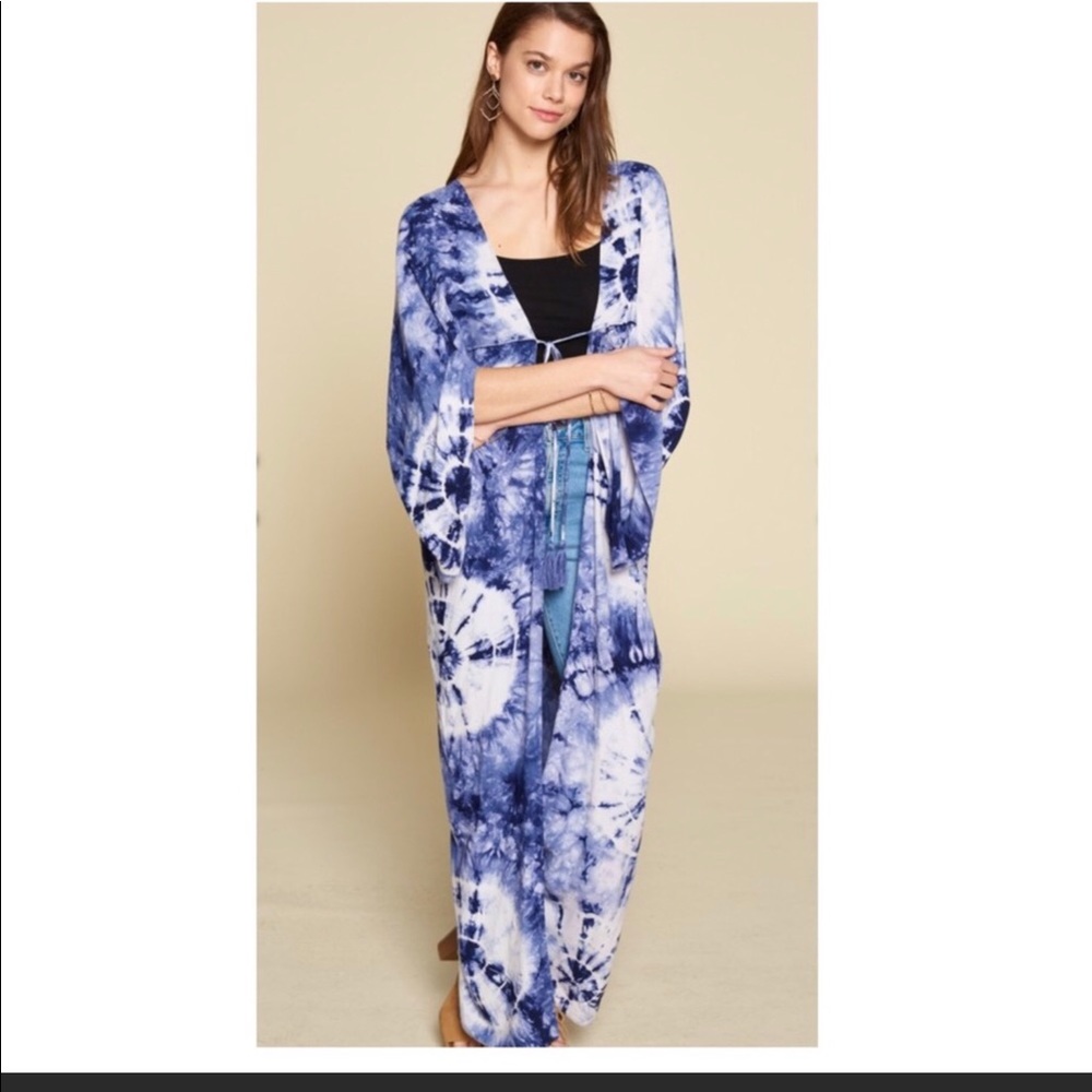 NEW BLUE TIE-DYE KIMONO! STYLISH and CHIC - Picture 5 of 6